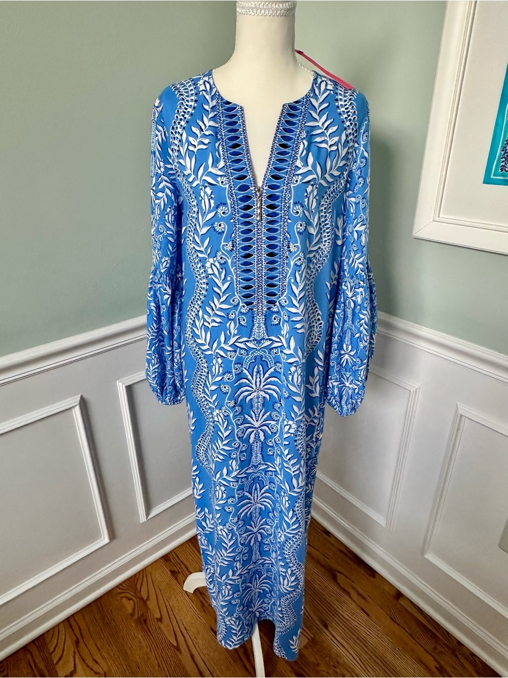 Lilly Pulitzer Laurelie Caftan Maxi Dress Abaco Blue Have It Both Rays NWT Sz 2 - Picture 3 of 17